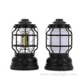 Japan Korea Best Selling Antique Flicker Flame COB Hanging AA/USB Rechargeable Plastic Led Lantern For Outdoor Camping Hiking